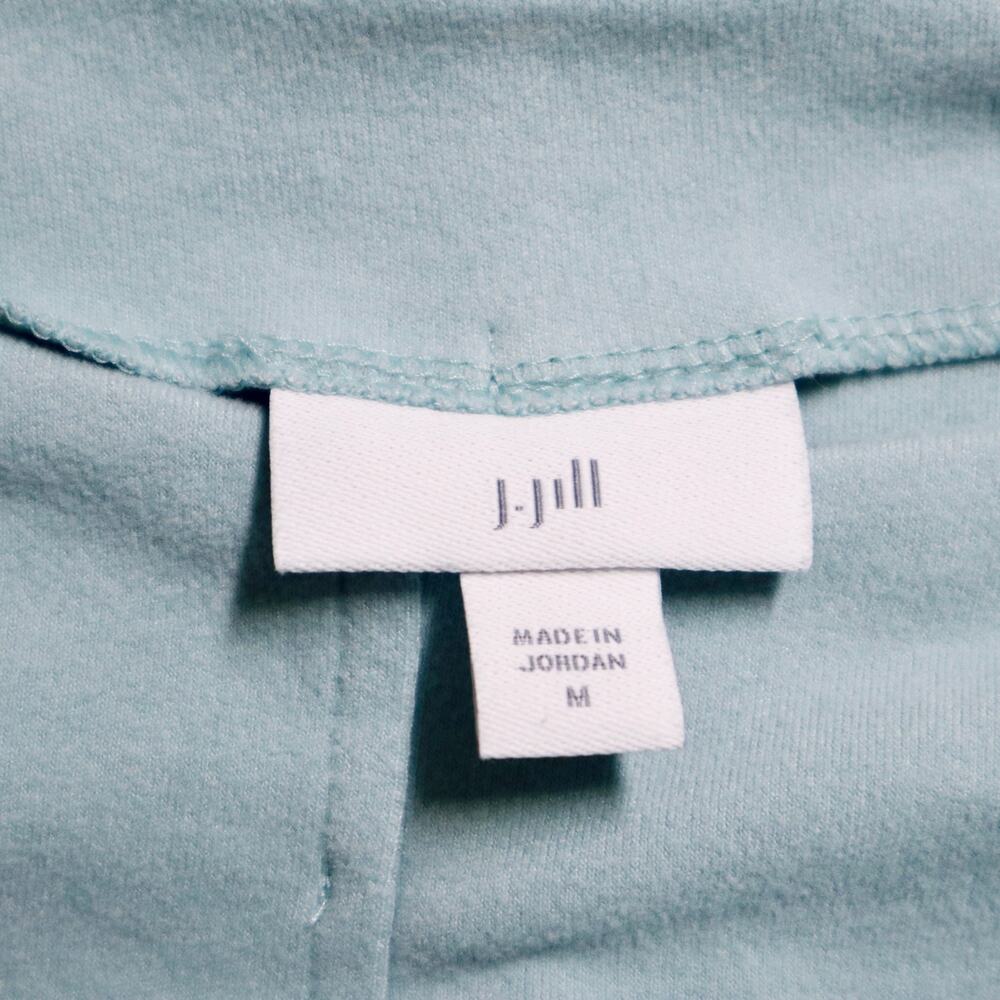 J Jill Size M Mock Neck Top Drop Shoulder Stretch Fleece Light Blue - Picture 8 of 9
